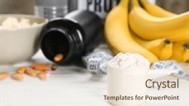  Presentation with protein - Colorful PPT theme enhanced with scoop with protein powder backdrop and a sky blue colored foreground