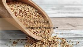  Presentation with quinoa - PPT theme with scoop with raw quinoa grains on wooden background background and a coral colored foreground