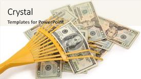  Presentation with floating dollar bills - Colorful slide deck enhanced with scooping up us dollar bill backdrop and a lemonade colored foreground