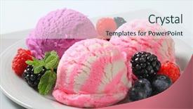  Presentation with berries - Theme featuring scoops of ice cream background and a sky blue colored foreground