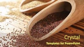  Presentation with quinoa - Audience pleasing PPT layouts consisting of scoops with white and red quinoa on wooden background backdrop and a tawny brown colored foreground