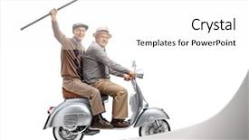  Presentation with shot - Audience pleasing presentation theme consisting of scooter one holding a cane backdrop and a white colored foreground