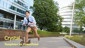  Presentation with work - PPT theme with scooters - young businessman commuting to work background and a tawny brown colored foreground