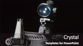  Presentation with scope - Beautiful PPT theme featuring scope - american ar-15 assault rifle backdrop and a wine colored foreground