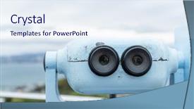  Presentation with binocular - Beautiful theme featuring scope - binocular for sightseeing backdrop and a sky blue colored foreground