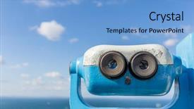 Presentation with binocular - Beautiful PPT theme featuring scope - binocular viewer backdrop and a light blue colored foreground