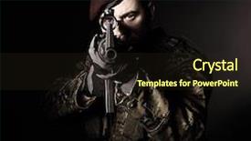  Presentation with scope - Audience pleasing presentation theme consisting of scope - caucasian soldier portrait with rifle backdrop and a wine colored foreground