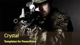  Presentation with scope - Cool new theme with scope - caucasian soldier with rifle dark backdrop and a tawny brown colored foreground