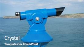  Presentation with binocular - Beautiful PPT theme featuring scope - coin operated binocular backdrop and a teal colored foreground