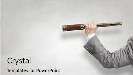  Presentation with media - PPT theme featuring scope - searching for something new mixed background and a white colored foreground