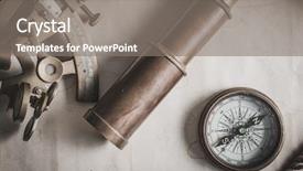  Presentation with vintage compass - Slide deck with scope - vintage still life with compass background and a gray colored foreground