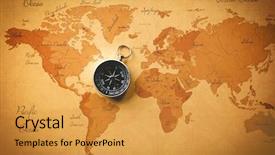  Presentation with world war i - Beautiful theme featuring scope - world man with compass close backdrop and a gold colored foreground