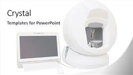  Presentation with machine vision - Slides featuring scope testing - image of test vision machine background and a  colored foreground