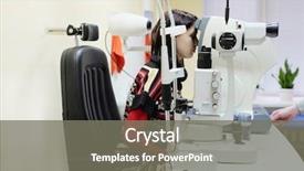  Presentation with checks - Cool new slide set with scope testing - woman patient checks vision backdrop and a  colored foreground