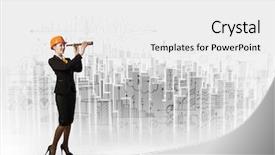  Presentation with scope work - Audience pleasing presentation theme consisting of scope work - image of young woman looking backdrop and a white colored foreground