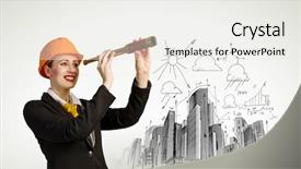  Presentation with xray tube - PPT theme enhanced with scope work - image of young woman looking background and a white colored foreground