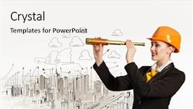  Presentation with construction work - Presentation design enhanced with scope work - image of young woman looking background and a white colored foreground