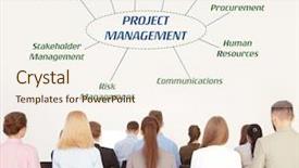  Presentation with project management - Amazing PPT theme having scope work - project management concept people backdrop and a cream colored foreground