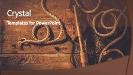  Presentation with scope work - Beautiful presentation theme featuring scope work - sea travelling concept in wooden backdrop and a tawny brown colored foreground