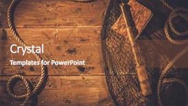  Presentation with wooden christian cross religious concept - PPT theme featuring scope work - sea travelling concept in wooden background and a tawny brown colored foreground