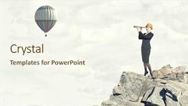  Presentation with woman engineer - Audience pleasing slide set consisting of scope work - young woman engineer looking backdrop and a  colored foreground