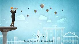  Presentation with woman engineer - Cool new presentation design with scope work - young woman engineer looking backdrop and a sky blue colored foreground