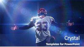  Presentation with football lights - Colorful PPT theme enhanced with score - american football player celebrating backdrop and a ocean colored foreground