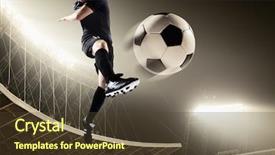  Presentation with athlete - Amazing PPT theme having score - athlete kicking soccer ball backdrop and a tawny brown colored foreground