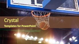  Presentation with basketball - Slide set featuring score - scoring during basketball game background and a tawny brown colored foreground