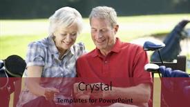  Presentation with golf course - Cool new presentation theme with score card - senior couple on golf course backdrop and a tawny brown colored foreground