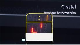  Presentation with scoreboard football - Beautiful slide deck featuring scoreboard football - basketball clock on dark backdrop and a wine colored foreground