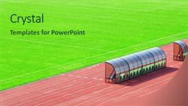  Presentation with football coach - Presentation featuring scoreboard football - coach and reserve bench near background and a seafoam green colored foreground