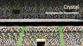  Presentation with scoreboard football - Colorful PPT theme enhanced with scoreboard football - detail of a soccer stadium backdrop and a dark gray colored foreground