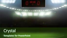  Presentation with football stadium - Audience pleasing PPT theme consisting of scoreboard football - green soccer field bright spotlights backdrop and a tawny brown colored foreground