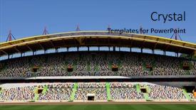  Presentation with stadium - PPT theme consisting of scoreboard football - portuguese euro soccer stadium background and a teal colored foreground