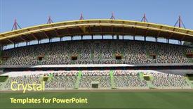  Presentation with scoreboard - PPT theme consisting of scoreboard football - portuguese stadium of the euro background and a tawny brown colored foreground