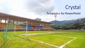  Presentation with stadium - Presentation theme enhanced with scoreboard football - soccer stadium green grass background and a  colored foreground