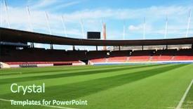  Presentation with scoreboard football - Slide deck with scoreboard football - soccer stadium background and a tawny brown colored foreground