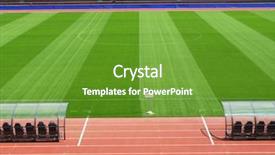  Presentation with stadium - Slide deck consisting of scoreboard football - soccer stadium background and a tawny brown colored foreground