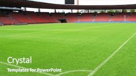  Presentation with stadium - Beautiful theme featuring scoreboard football - soccer stadium backdrop and a seafoam green colored foreground