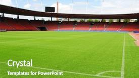 Presentation with stadium - Presentation theme with scoreboard football - soccer stadium background and a tawny brown colored foreground