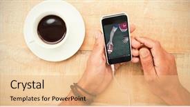  Presentation with american football and helmet on field - Presentation theme enhanced with scoring a touchdown against hand background and a coral colored foreground