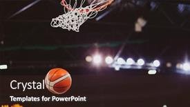  Presentation with basketball - Slide set enhanced with scoring during a basketball game ball in hoop background and a wine colored foreground