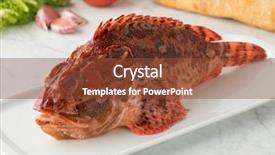  Presentation with ready - Beautiful slide deck featuring scorpion - single fresh raw red scorpionfish backdrop and a tawny brown colored foreground