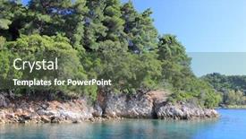  Presentation with island - Amazing PPT layouts having scorpios-island-in-nidri-lefkada backdrop and a tawny brown colored foreground