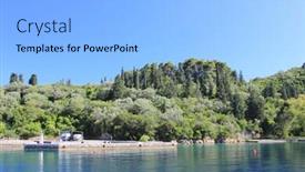  Presentation with island - Audience pleasing theme consisting of scorpios island in nidri lefkada backdrop and a light blue colored foreground