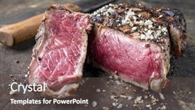  Presentation with barbecue dry aged kobe rib - Slides having scotch - barbecue prime rib steak background and a tawny brown colored foreground