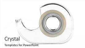  Presentation with scotch - Slide deck with scotch - tape holder isolated on white background and a white colored foreground