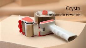  Presentation with scotch tape - Cool new PPT theme with scotch tape - packaging parcels with dispenser close-up backdrop and a coral colored foreground