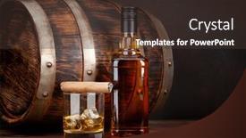  Presentation with scotch - Colorful presentation design enhanced with scotch-whiskey-bottle-glass-cigar backdrop and a tawny brown colored foreground